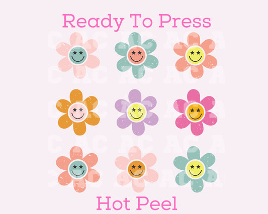 Flower Smiles DTF TRANSFER or UV DTF STICKER
