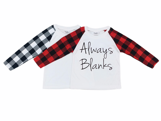 100% POLYESTER SUBLIMATION KIDS PLAID LONG SLEEVE