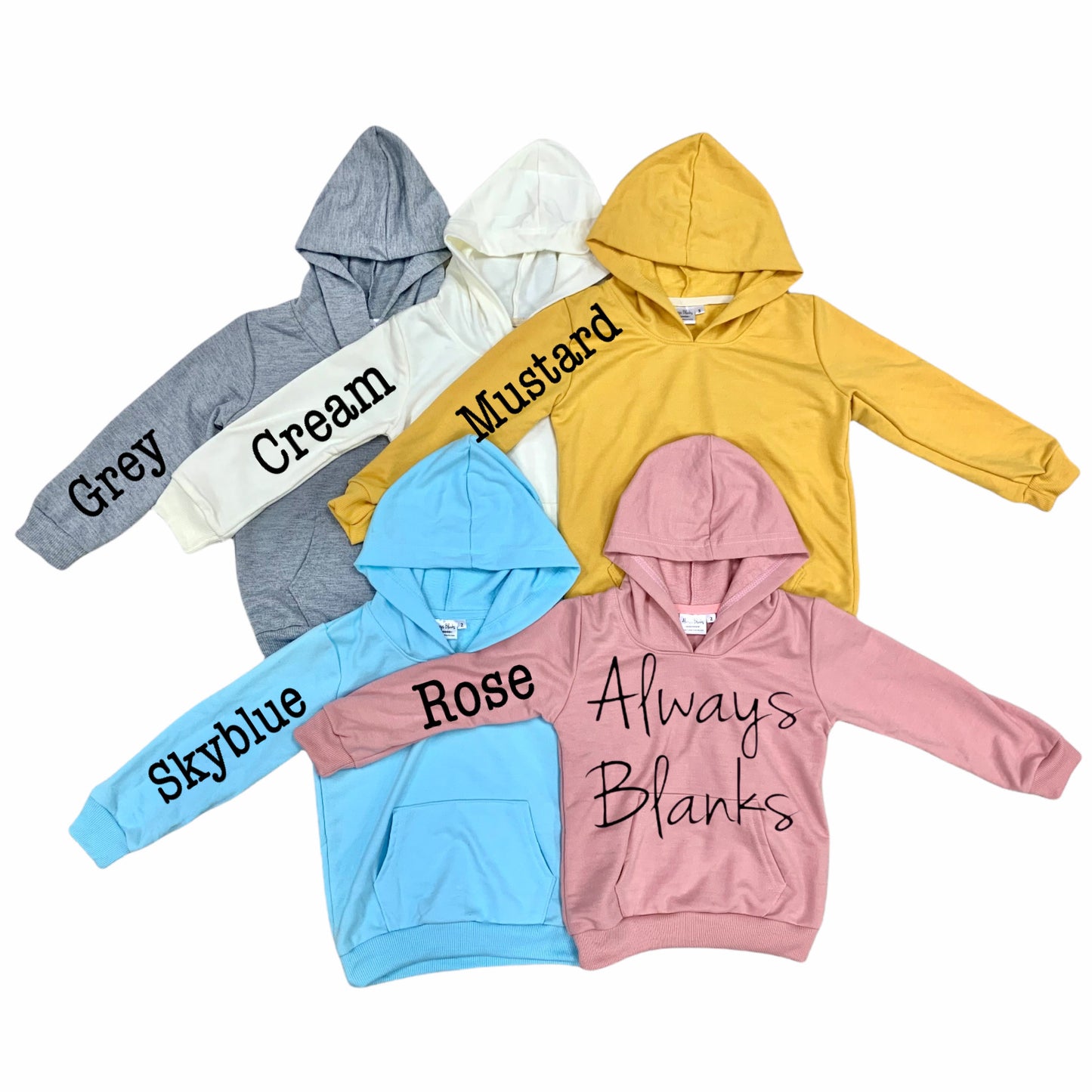 Infant + Kids - COLORED HOODIES for Sublimation