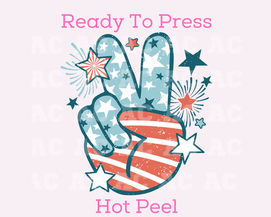 Patriotic Peace DTF TRANSFER or UV DTF STICKER