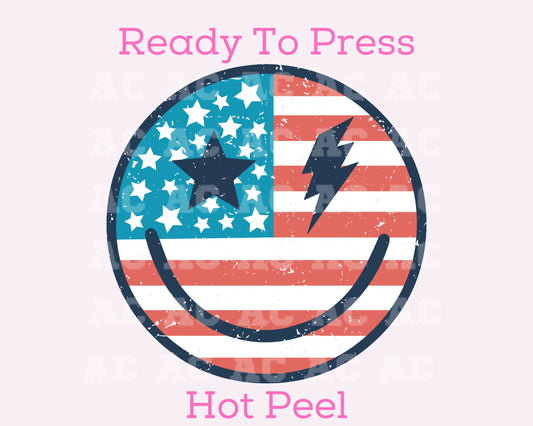 Patriotic Smiley DTF TRANSFER