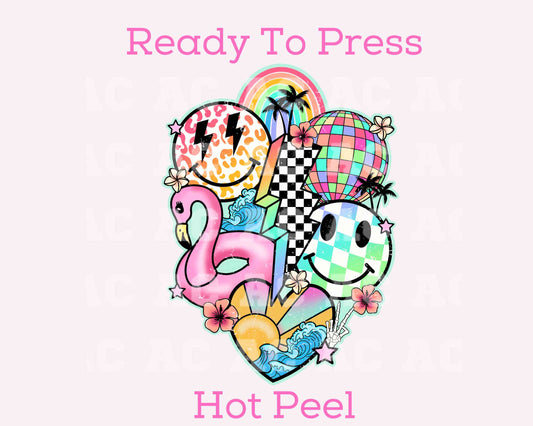 Retro Summer DTF TRANSFER or UV DTF STICKER