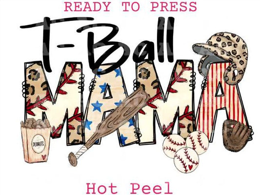 T-Ball Mama (Distressed) DTF TRANSFER or UV DTF STICKER
